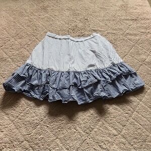 J. Crew Stretchy Stripe Cotton Ruffle Skirt Preppy Minimalist Coastal Sz 12